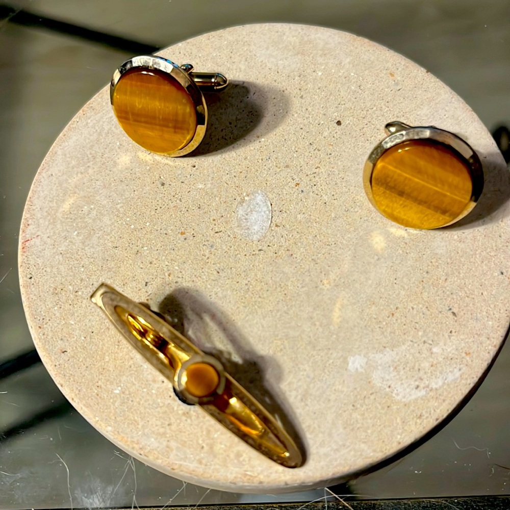Swank cuff links and tie clip vintage mid century modern